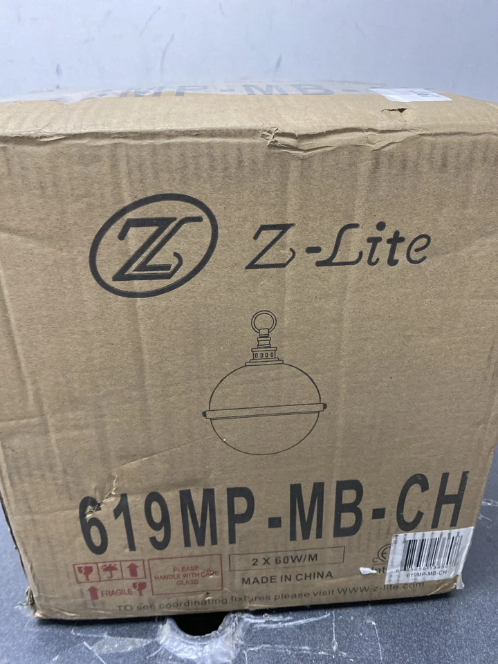 Z-Lite 619MP-MB-CH Peyton 2 Light 11" Wide Pendant - 哑光 黑色/铬 — 第 1/3 张图片