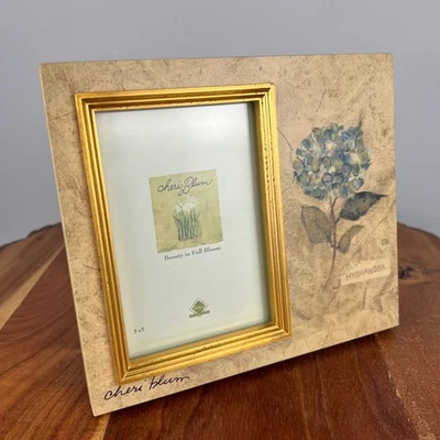 Marco de fotos vintage 3x5 FETCO Cheri Blum hortensia borde dorado Foto 1 de 4