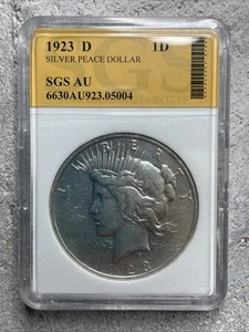 1923 D 1D Silver PEACE Dollar US Coin SGS Authenticated #C16 - Picture 1 of 13