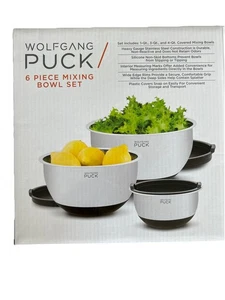 Wolfgang Puck Set 6 Pezzi Ciotole di Miscelazione in Acciaio Inox con Coperchi - Nuove con Scatola - Foto 1 di 2