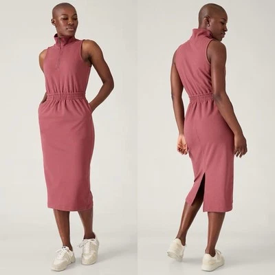 Athleta Retroterry Sin Mangas Midi Sudadera Vestido Palisandro Rosa Talla Grande Foto 1 de 4