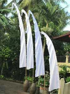 Balifahne Bali Garten Fahne Garten-Fahne weiß 200cm mit Stange Stab Bambusstab - Bild 1 von 3