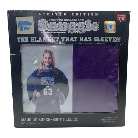 Kansas State Wildcats Snuggie Printed Collegiate Fleece Blanket With Sleeves New Cover