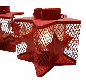 2 linternas de luz de té votivas velas estrella fiesta patriótica verano lámparas colgantes rojas - Imagen 1 de 9