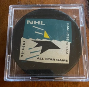 1994-95 SAN JOSE SHARKS ALL STAR GAME PUCK NHL INGLASCO VEGUM SLOVAKAI HOCKEY - Picture 1 of 6