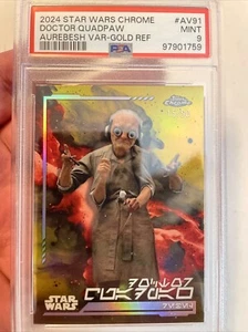 2024 Topps Chrome Star Wars Doctor Quadpaw Aurebesh Var #15/50 Gold PSA-9!! - Picture 1 of 3