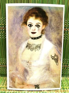 Mr. Brainwash Postkarte 4x6 Renoir Impressionist Mädchen Leiche Make-up Goth Tattoos - Bild 1 von 8