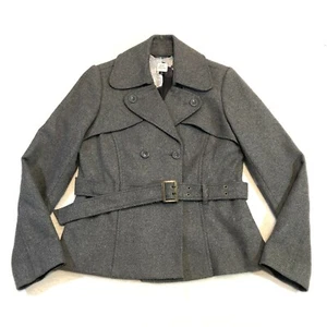 Old Navy Light Gray Peacoat Double Breasted With Belt Wool Blend Women's Size M - Picture 1 of 12
