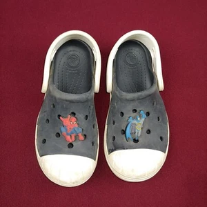 Crocs shoes Spider-man Batman buttons shell size 11 kids youth sandals slip-on - Picture 1 of 11