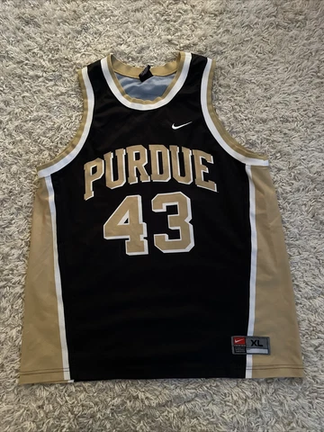 Vintage Nike Purdue Boilermakers Basketball Jersey #43 Men’s XL Black Cover