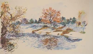 Pierre-Auguste RENOIR : Paysage d'hiver, Lithographie signée - Picture 1 of 9
