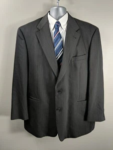 Burberry Parisian Blazer Jacket Mens Black 48 Pinstriped 2 Button - Imagen 1 de 19