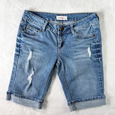 Bongo 百慕大牛仔短裤 | 中号蓝色水洗 | 仿旧 | 7 码 | Y2K — 第 1/4 张图片