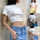 Comfortable and Breathable Women's Crop Top with Letter Print and Short Sleeves