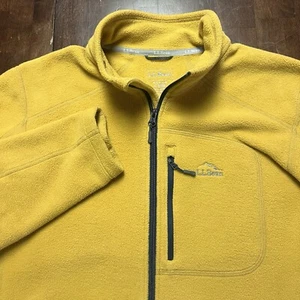 L.L.Bean Men's Large Yellow Fleece Jacket Full Zip Casual Winter Sweater - Picture 1 of 7