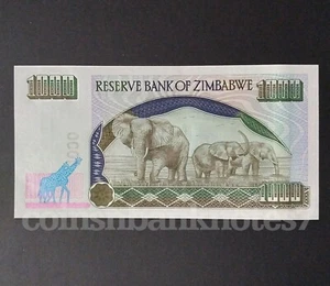 2003 Zimbabwe 1000 Dollars Banknote, P12 Uncirculated / Elephant - Picture 1 of 3