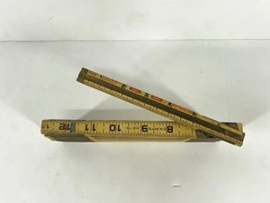 Antiker Lufkin Tischler Holz Messing klappbarer Verlängerungslineal X48 96 Zoll rot - Bild 1 von 7