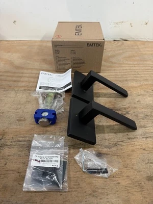 Juego de palancas de puerta de paso para zurdos Emtek 5112DTUS19LH Dumont, negro plano *LEER* Foto 1 de 4
