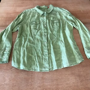 Tommy Bahama Relax 100% Linen Shirt Men XL Green Button Up Pocket Long Sleeve - Picture 1 of 16