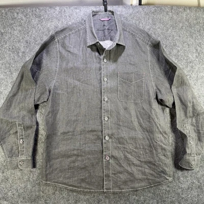 Tommy Bahama Shirt Mens Large Gray 100% Linen Long Sleeve Button Front Casual - Image 1 of 4