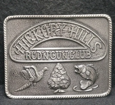 XC21118 HEBILLA DE CINTURÓN ORGANIZACIÓN ROD N GUN CLUB VINTAGE AÑOS 70 **HICKORY HILLS** Foto 1 de 2