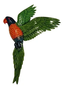 Guacamayo Tropical Volador Arco Iris Loro Vivero 19 Pulgadas Decoración de Pared Verde - Imagen 1 de 1