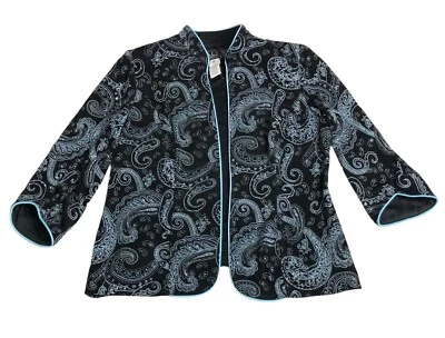 Chaqueta Cárdigan Alex Evenings M Slinky Brillo Cachemira Frente Abierto Manga 3/4 Foto 1 de 4