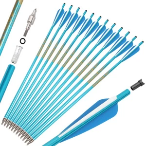 20" 22" Aluminum Crossbow Bolts Arrows 4" Vanes Archery Bow Hunting Target Shoot - Picture 1 of 18