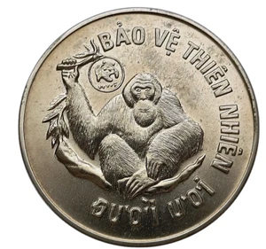 REPÚBLICA SOCIALISTA DE VIETNAM 10 DONG 1987 MONO ORANGUTÁN UNC - Imagen 1 de 2