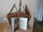 FORTNUM & MASON SMALL HUNTSMAN WICKER BASKET, USED,AS NEW,+ BOX, 2 TINS, BOOKLET