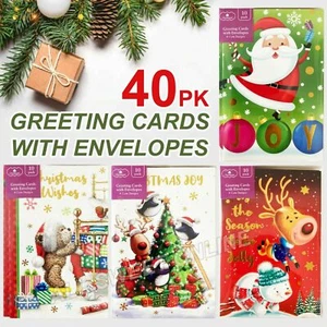 40PK Christmas Cards Greeting Xmas Card with Envelopes Kids Design Kid - Picture 1 of 1