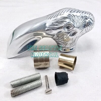 Mango de cabeza de conejo plateado Jack Rabbit hecho a mano solo para bastón de madera Foto 1 de 4