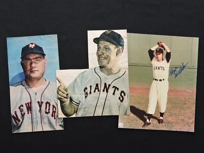 NY Giants Signed Photos Cut Auto Lot Johnny Mize, Leo Durocher, Hoyt Wilhelm HOF - Image 1 of 4