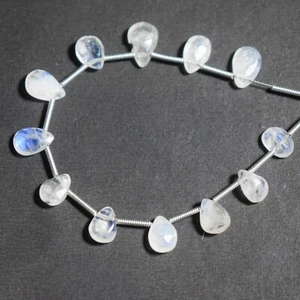 Genuine Moonstone Pear Shape Faceted Gemstone Loose Beads 5" For Jewelry Making - Picture 1 of 4