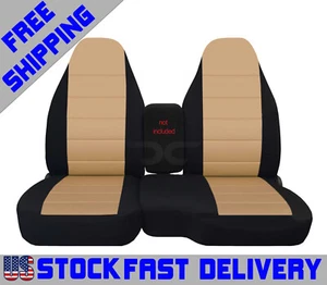 Designcovers Fits 1998-2003 Ford Ranger 60-40 Hi Back Seats Black Tan Cotton - Bild 1 von 9