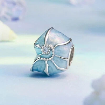 Charm Perle Muschel 925 Silber Zirkon Steinchen - Anhänger für Armband - Bild 1 von 3