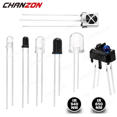 850nm 940nm 3mm 5mm IR Infrared LED Receiver Emitter Light Emitting Diode F3 F5 - Image 1 of 4