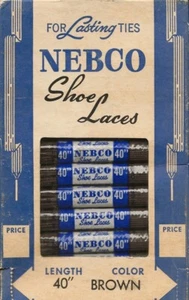 NEBCO SHOE LACES-ORIGINAL PACKAGE AND SHOELACES-CIRCA 1960'S-NEW OLD STOCK - Picture 1 of 4