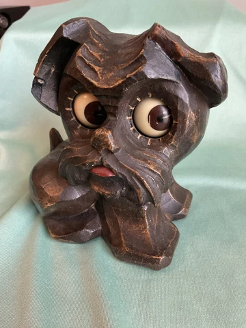 Antique Rare German Oswald  Eye-Rolling Dog Clock -Terrier w/ Ears Down Runs Cover
