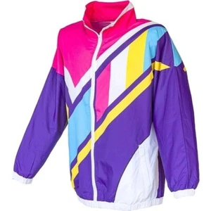 Funny Guy Mugs "Dude" 80s 90s Retro Vintage Look Windbreaker Jacket Size SMALL - Picture 1 of 1