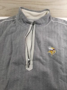 Tommy Bahama Football Minnesota Vikings 1/4 Zip Men L Quilted/woven Warm Sweater - Picture 1 of 16