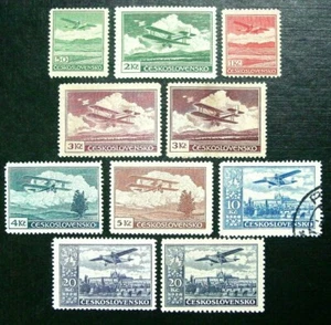 Czechoslovakia, 1930 Airmail Set, Scott C10-C17a, FREAK Missing Hill, C13, MH - Picture 1 of 4