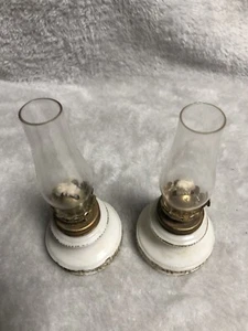 Antique Milk Glass Grecian Kerosene Lamps - Picture 1 of 3