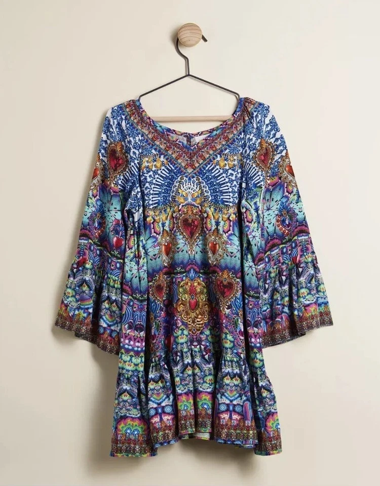 Camilla Girls Sz 8 LUCKY CHARMS A-Line Gathered Dress Crystals NWT $279 - Image 1 of 4