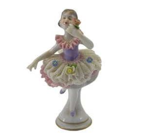 Deutsche Dresdner Spitze Porzellan Ballerina Mädchen mit Blume LESEN!!!  - Bild 1 von 12