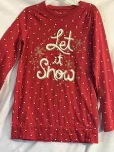 Jumping Beans Girl’s Long Sleeve Shirt Size 6X Let It Snow Gold Glitter - Picture 1 of 13