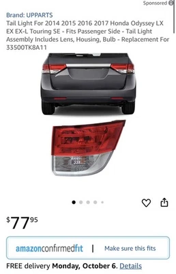 Luz trasera de pasajero para Honda Odyssey 2014 2015 2016 2017 Foto 1 de 4