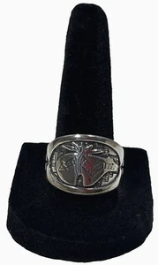 Anello vintage RMT CAROLYN POLLACK argento sterling SW orso medicinale in rilievo - taglia 9 - Foto 1 di 8