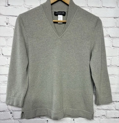 Pullover Jones New York 100 % gris cachemir cuello en V talla XL Foto 1 de 4