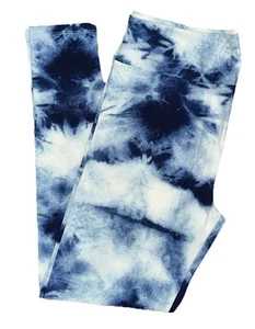 TC Lularoe Leggings Denim Tie Dye Acid Wash Blue White Size 12-18 NEW 49602 - Picture 1 of 4